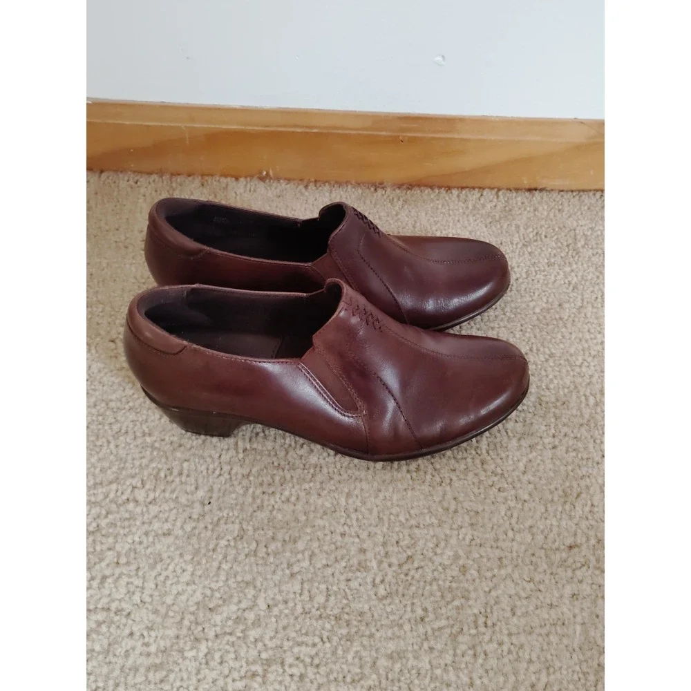 Clarks Unstructured Un.Loop‎ 80443 Women 7 Brown Leather Slip‑On Comfort Shoes